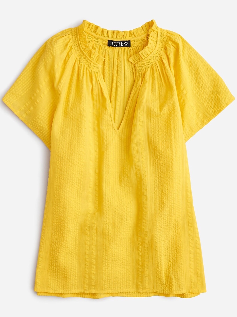 J.Crew | Yellow Flutter-sleeve V-neck top Cotton Dobby M